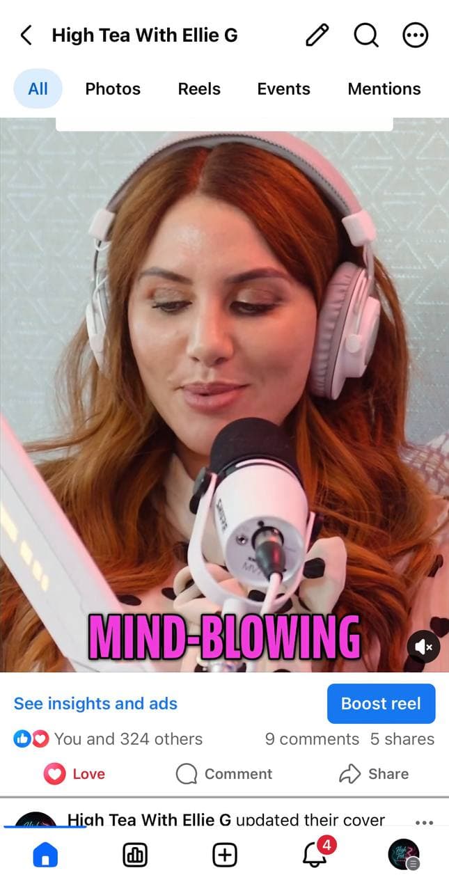 High Tea reel featuring Ellie speaking into a studio microphone