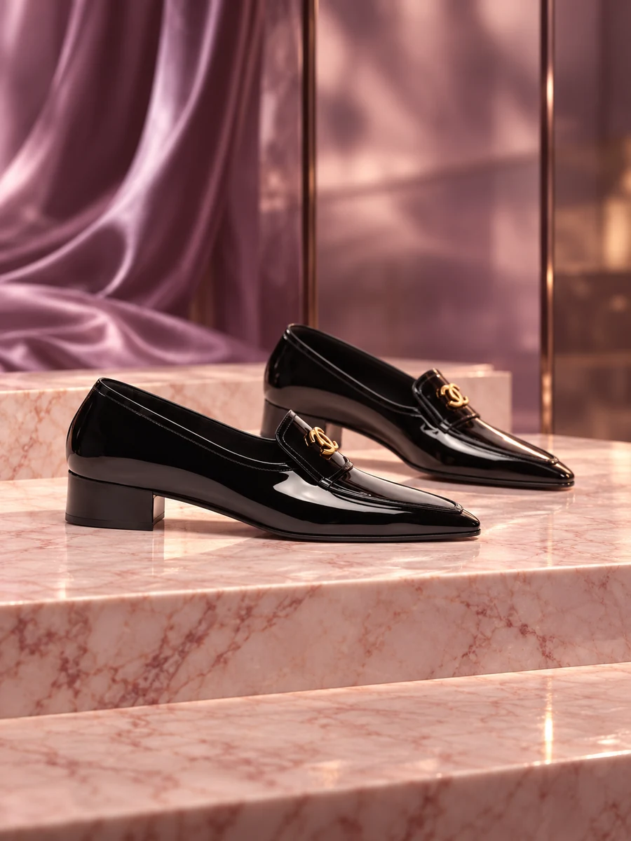 AI-styled editorial scene featuring Chanel Moccasins; not an official brand campaign.