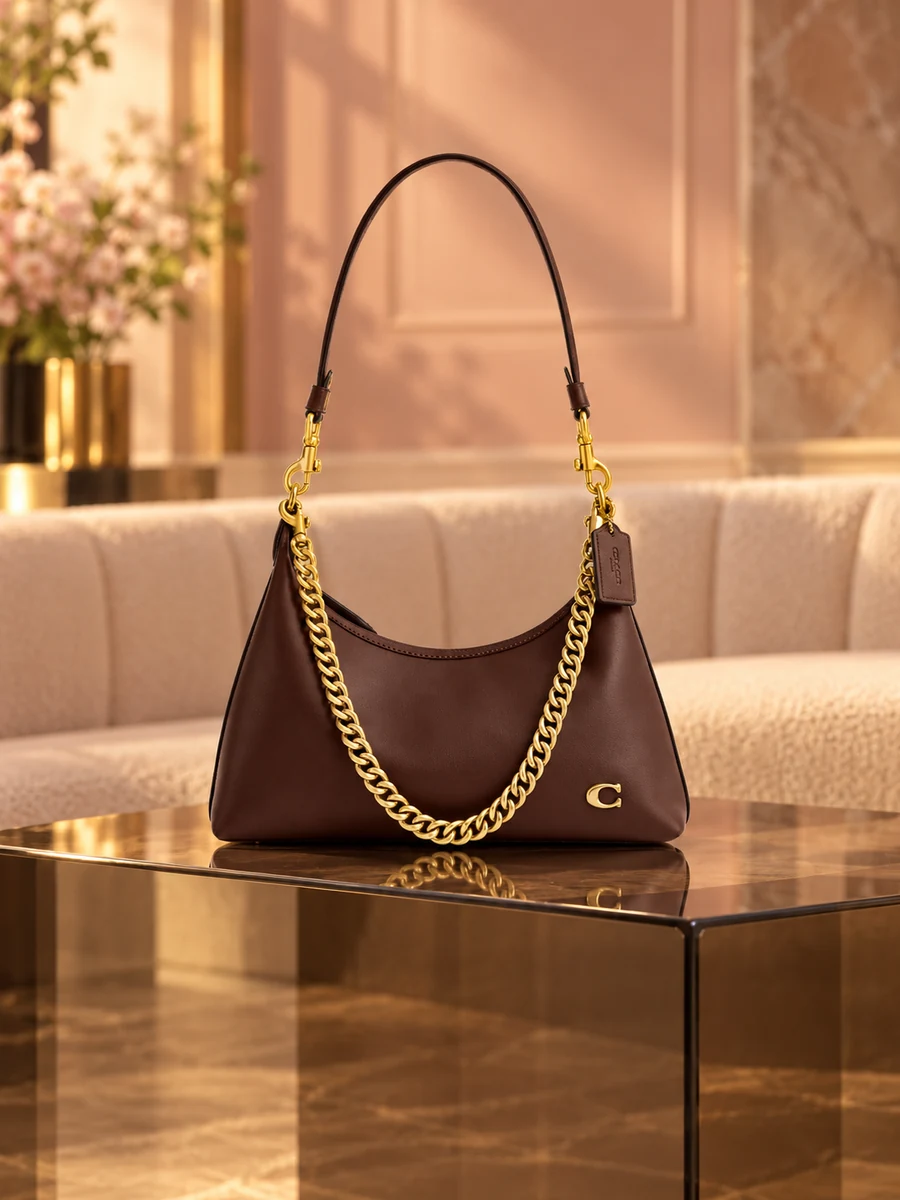 AI-styled editorial scene featuring Coach Juliet Shoulder Bag 25; not an official brand campaign.