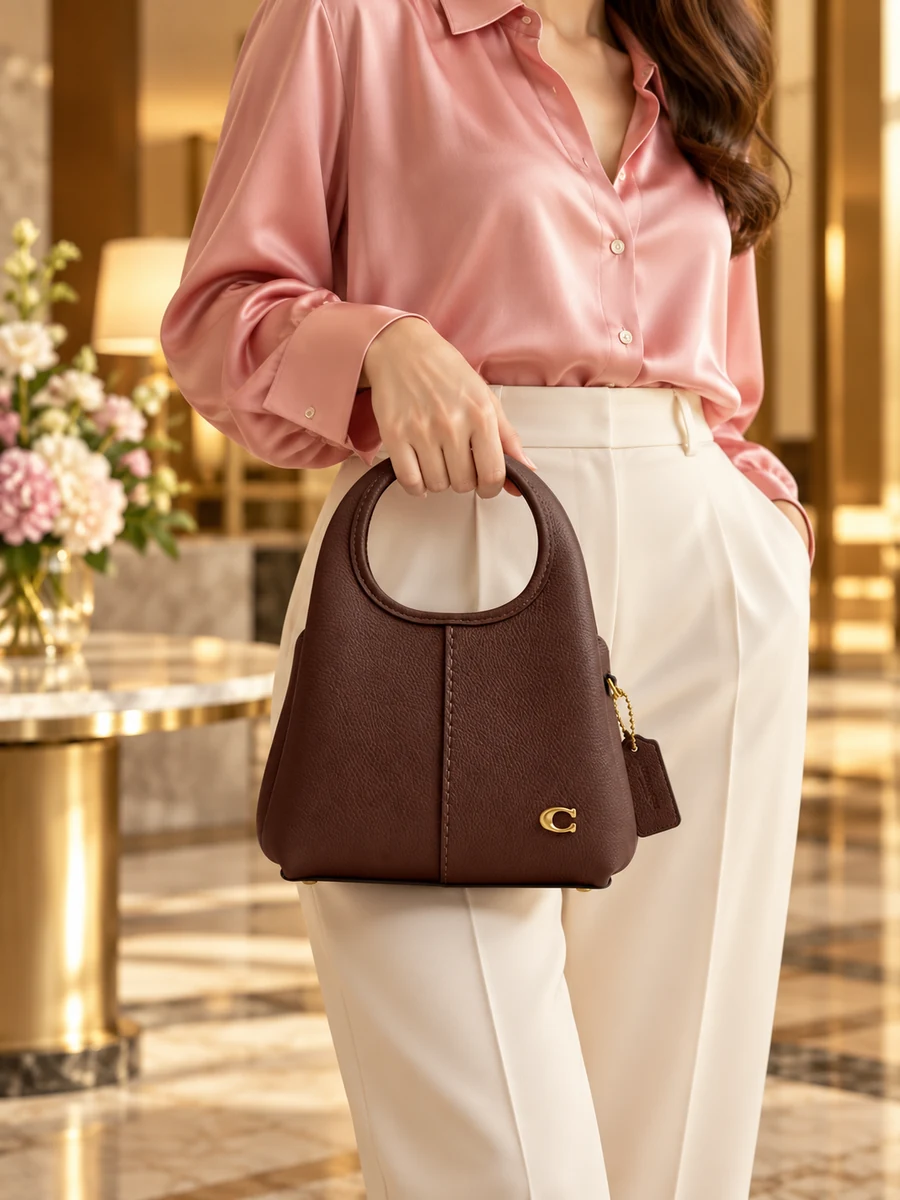 AI-styled editorial scene featuring Coach Lana Shoulder Bag 19; not an official brand campaign.